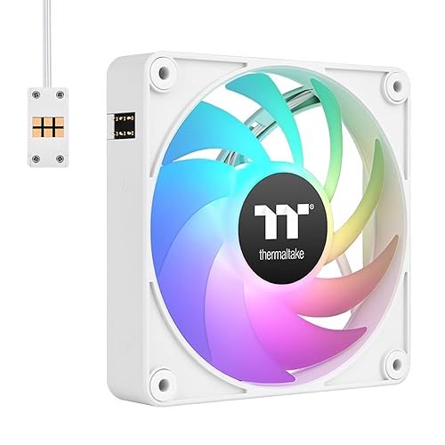 Thermaltake CT120 EX ARGB Sync PC Cooling Fan White (3-Fan Pack), Magnetic Connection, 5V Motherboard Sync, 16.8 Million Colors 9 Addressable LEDs, 120 mm, CL-F190-PL12SW-A