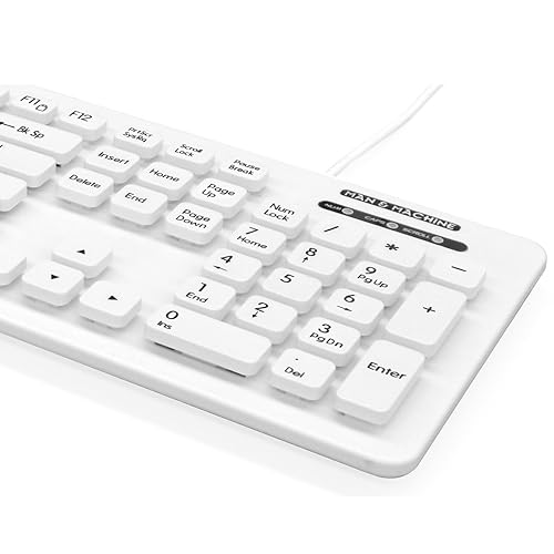 Lcool Keyboard (White) - Open Style, Washable, Value Keyboard. Lockable for Easi