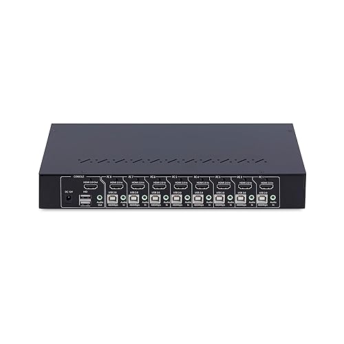 StarTech.com 8-Port HDMI KVM Switch w/1U Rack Mount Kit, 4K 60Hz HDMI 2.0, Push-Button/Hotkey Switching, TAA Compliant