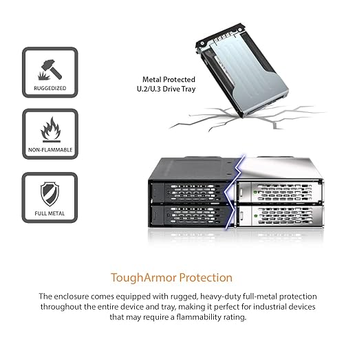 ICY DOCK 4 x 2.5 NVMe U.2/U.3 SSD PCIe 4.0 Mobile Rack for 5.25 Bay with OCuLink | ToughArmor MB699VP-B V3