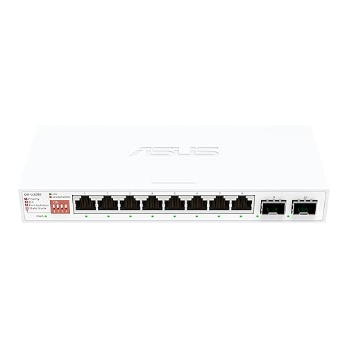 ASUS QG-U1080, 5-Port 2.5G and 2-Port 10G SFP+ Unmanaged Switch, Support 4 Intelligent Modes, Home Network Hub, Office Ethernet Splitter, Plug and Play, Easy Setup, Desktop, Silent Operation