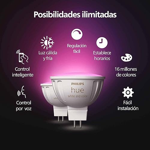 Philips Hue MR16 Smart LED Bulb White and Color Ambiance (2 Pack)