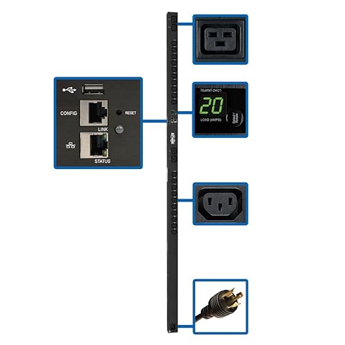 Tripp Lite 3.2–3.8kW Single-Phase Switched PDU With LX Platform Interface, 200–240V Outlets (20 C13 & 4 C19), C20/L6-20P, 0U