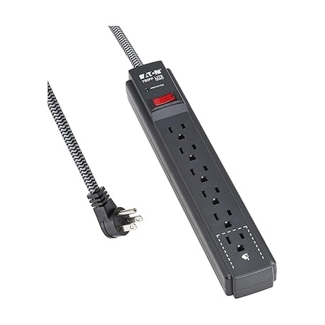 Eaton Tripp Lite Series 6-Outlet Surge Protector Power Strip, Flat Plug 25ft Braided Extension Cord, 1500 Joules, 15A Circuit Breaker, Lifetime Manufacturer's Warranty & $10,000 Insurance (TLP625DB)