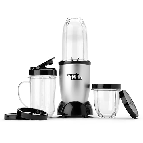 Magic Bullet Blender, Small, Silver, 11 Piece Set 11 Piece Blender Set Silver/Black