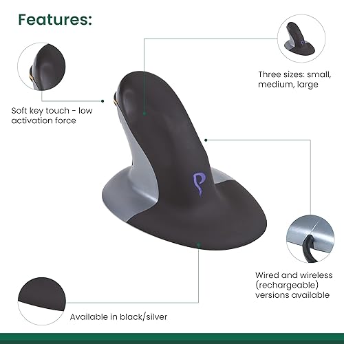 Posturite Wired Penguin Mouse - Medium (9820100), Black 9820100