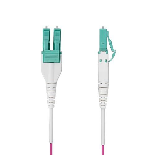 StarTech.com 1m (3.3ft) LC to LC (UPC) OM4 Multimode Fiber Optic Cable, Erika Violet, 50/125, 40G/100G, Uniboot Fiber Jumper Cord, OFNR Riser Rated