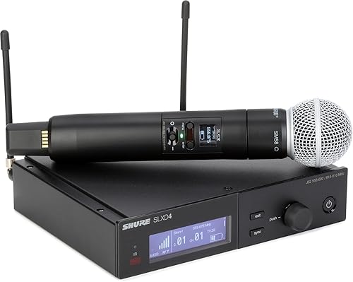 Shure SLXD24/SM58 Digital Wireless Microphone System - Includes SLXD2 Handheld Transmitter with SM58 Vocal Mic Capsule and SLXD4 Single Channel Rack Mount Receiver | J52 Band (SLXD24/SM58-J52) J52 Band (558-602/614-616 MHz) J52 Band (558-602/614-616 MHz)