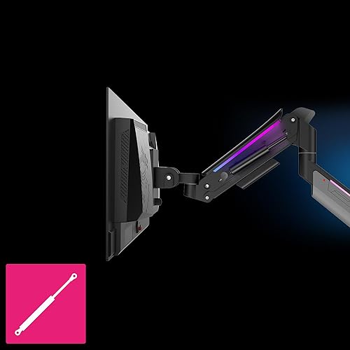 MSI MPG MT201R V2 - Premium RGB Single Monitor Stand Arm, Supports 17-49 Screens and 44 lbs, VESA Compatible, Adjustable Heavy Duty Gas Spring Mount, Clamp & Grommet, Quick Release Plate - Gray