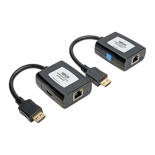 Tripp Lite HDMI Over Cat5/Cat6 Active Extender Kit, Transmitter & Receiver, USB Powered, Video & Audio, 1080p at 60Hz (B126-1A1-U), Black Extender Kit HDMI, BUS Powered