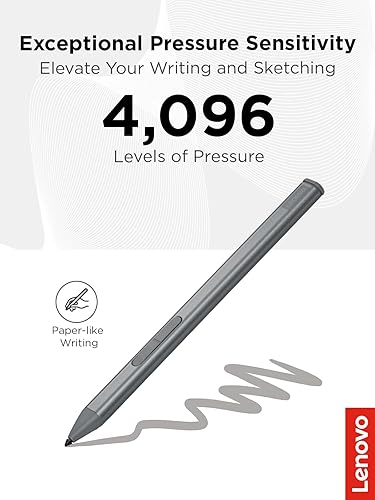 Lenovo Slim Pen for Laptops, Supports Multiple Protocols (WGP, MPP2.0, AES2.0 & AES1.0), Magnetic Attachment, Advanced Tilt Recognition, Rechargable, Grey Pens Slim Pen