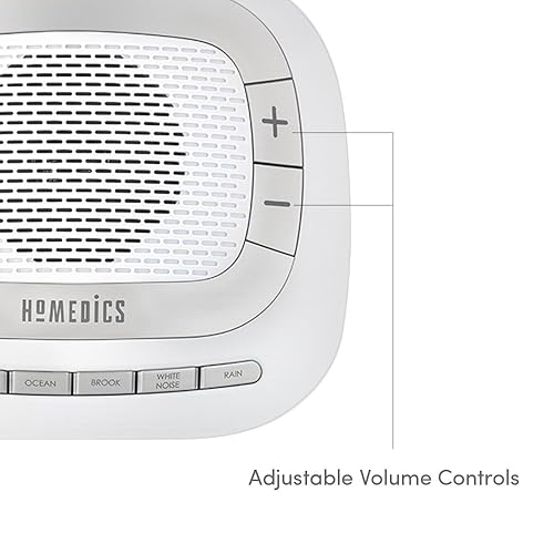 HoMedics SS-2025 White Noise Sound Machine | Portable Sleep Therapy for Home, Office, Baby & Travel | 6 Relaxing & Soothing Nature Sounds, Battery or Adapter Charging Options, Auto-Off Timer , Silver Standard