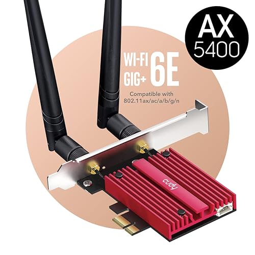 Cudy AX5400 Wireless WiFi 6E PCIe Card for PC, Bluetooth 5.2, AX210 Module Inside, Bluetooth 5.2/5/4.0, 802.11ax/ac/a/b/g/n, Windows 11,10, WE3000S V2