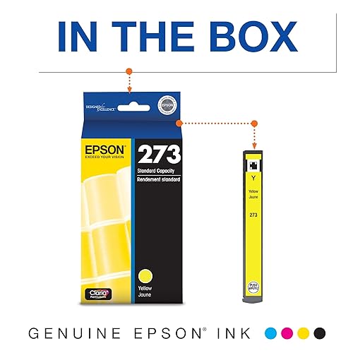 Epson T273420-S T273 Clarian Premium Yellow Ink Cartridge, Standard Capacity