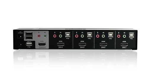 IOGEAR 4-Port HDMI Multimedia KVM Switch with Audio, USB 2.0 Hub and HDMI KVM w/Full Set of Cables, (GCS1794 TAA Compliant)
