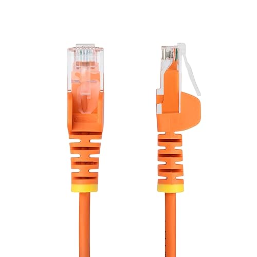 StarTech.com 2ft Orange Slim CAT6 Ethernet Cable, Snagless RJ45, LSZH, 28AWG Pure Bare Copper, Slim Network Patch Cable/Cord