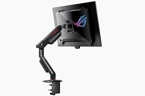 ASUS ROG Ergo Monitor Arm (AAS01) - Monitor Mount with Cable Management, Ergonomic, Pivot, Swivel, Height Fully Adjustable, Clean Desk Setup, up to 39 inches*,23lbs*, VESA 100x100, Mechanical Spring