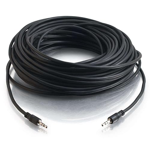 C2G 40110 3.5mm Stereo Audio Cable with Low Profile Connectors M/M, In-Wall CMG-Rated (75 Feet, 22.86 Meters)