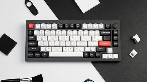Keychron Q1 HE Hot-swappable RGB Wireless Mechanical Keyboard 2.4 GHz & Bluetooth Hall Effect Switches Aluminum Frame with Knob 75% Layout (84 Keys) for Windows Mac OS, Carbon Black (Q1H-M1) Hall Effect Switch Carbon Black