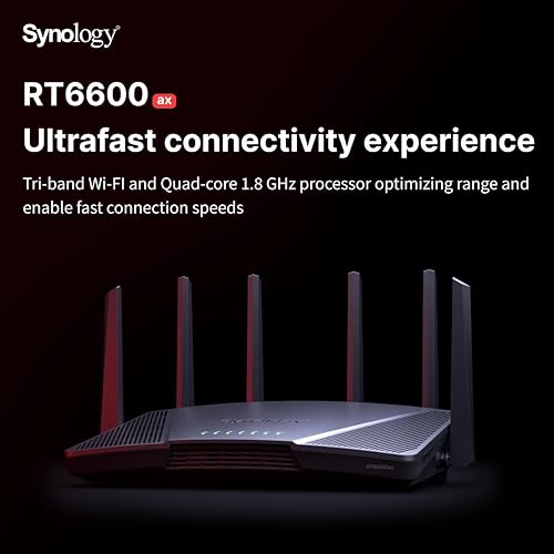 Synology RT6600ax - Tri-Band 4x4 160MHz Wi-Fi Router, 2.5Gbps Ethernet, VLAN Segmentation, Multiple SSIDs, Parental Controls, Threat Prevention, VPN (US Version)