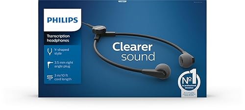 Philips ACC0233 Playback Stethoscope Headphones Dictation and Playback Systems Without Joint and One-Ear Hook 3.5 mm Jack Anthracite