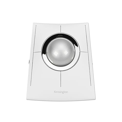 Kensington SlimBlade Pro EQ Wireless Trackball, Bluetooth, 2.4GHz Connection, Rechargeable, Programmable Buttons, White/Silver Ball
