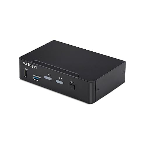 StarTech.com 2-Port DisplayPort KVM Switch, 4K 60Hz, DP 1.2, HDCP 1.4, EDID Management, 2-Port USB 3.0 Hub, TAA Compliant