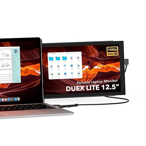 Duex Lite New Mobile Pixels Portable Monitor, 12.5" Full HD IPS Dual Monitor for laptops, USB C/USB A Powered Plug and Play Portable Display,Windows/MacOS Compatible (Grey) Deep Grey 12.5'' thinner bezel screen