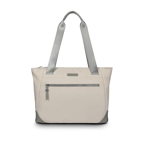 Targus Avila Tote Bag for Women, Fits 15–16” Laptops – Stylish Work Tote, Recycled Material, Water-Resistant, Zippered Pockets, Trolley Strap, French Oak, TBA00113GL