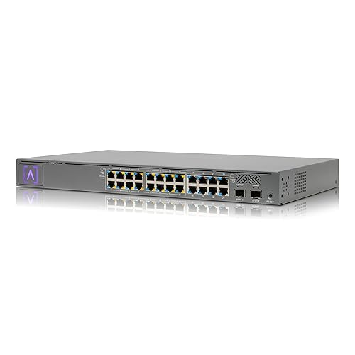 Alta Labs S24-POE Cloud-Managed PoE+ Switch w/ 24 Gigabit Ethernet Ports and 2 SFP+ Ports, Power Over Ethernet on 16 Ports, 240W PoE Budget, 2 SFP+ Ports Support Up To 10 Gbps Fiber/Copper Connections