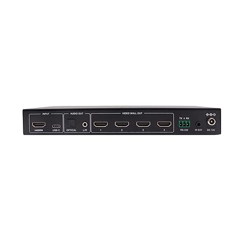Tripp Lite 4K HDMI Video Wall Controller, TV Wall Display Processor, 1 HDMI or USB-C Input, 4 HDMI Outputs, 1x2, 1x3, 1x4, 2x2 and More, 4K@60Hz, No Software Needed, 3-Year Warranty (B119-1X4-4K6-VW)