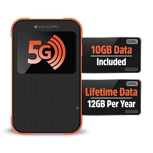 Solis Pro – Mobile 5G Hotspot and Power Bank, Bundle Includes Lifetime Data (12GB Per Year) and 10GB Global Data, Multi-Carrier, Wi-Fi 6E in140+ Countries, No Contract, Portable Internet by SIMO Solis 5G Pro