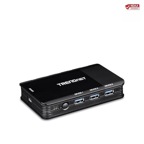 TRENDnet 4 Computer 4-Port USB 3.1 Sharing Switch, TK-U404, 4 x USB 3.1 for Computers, 4 x USB 3.1 for Devices, Flash Drive Sharing, Scanners, Printers, Mouse, Keyboard, Windows & Mac Compatible 4 x USB 3.1 | 1 x Micro-B USB port