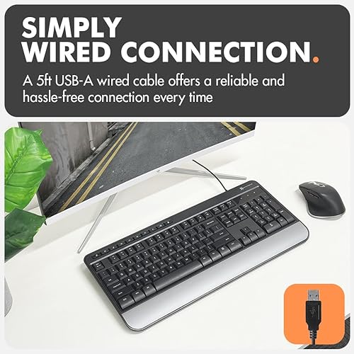 X9 Wired Keyboard - Comfortable Typing - Ergonomic Full Size USB Keyboard with Wrist Rest, Number Pad, Multimedia and 114 Keys - External Computer Keyboard for Laptop, Desktop and Office PC