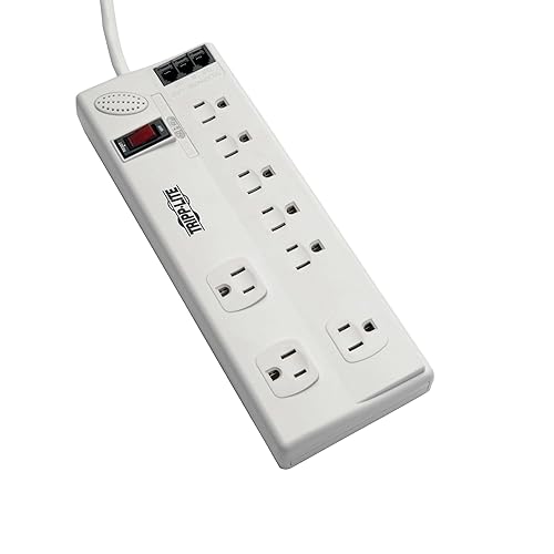 Tripp Lite Surge Protector Power Strip 8 Outlet, 6ft Cord, DSL/Phone/Modem Protection, 3150 Joules, TAA 8 Outlets + DSL/Phone/Modem