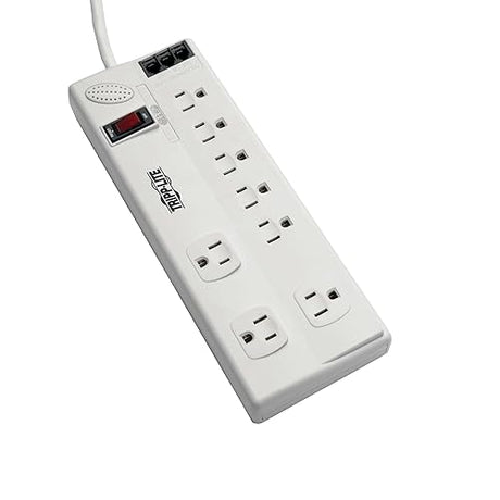 Tripp Lite Surge Protector Power Strip 8 Outlet, 6ft Cord, DSL/Phone/Modem Protection, 3150 Joules, TAA 8 Outlets + DSL/Phone/Modem