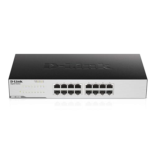 D-Link 16-Port Gigabit Unmanaged Desktop/Rackmount Switch, Rugged Metal Chassis, Fanless, Plug & Play, IEEE 802.3az Energy Efficient Ethernet (EEE), 5-Year Warranty (DGS-1016C) Metal 16-Port Gigabit
