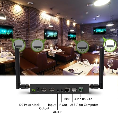 IOGEAR Long Range Wireless Switch/Splitter Transmitter for GWLRSSKIT4K Kit, HDMI UHD 4K@60Hz Support, Up to 600 ft/182 m with IR, RS-232 and Keyboard Mouse Extender, Transmitter only (GWLRSSKIT4KTX)