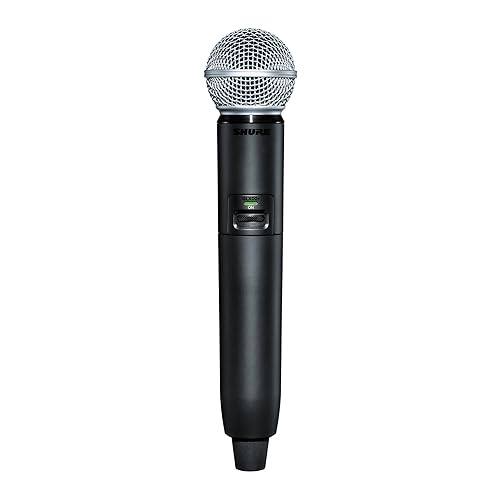 Shure GLXD24+/SM58 Dual Band Pro Digital Wireless Microphone System for Church, Karaoke, Vocals - 12-Hour Battery Life, 30m Range | SM58 Handheld Vocal Mic, Single Channel Receiver Standard SM58 Dual Band
