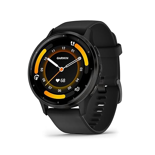 Garmin Venu 3 Slate Stainless Steel Bezel 1.4-Inch AMOLED Touchscreen Display Smart Watch with 45mm Black Case and Silicone Band 45 MM Black