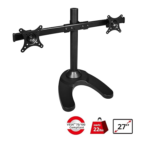SIIG Accessory CE-MT1712-S2 Side-by-Side Dual Monitor Desk Stand 13inch to 27inch Retail,Black