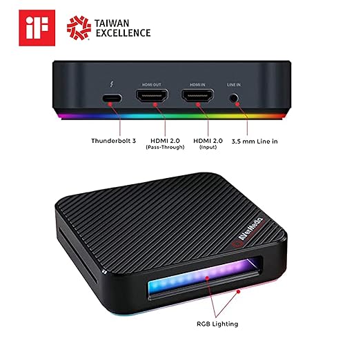 AVerMedia Live Gamer Bolt: Thunderbolt 3 External Capture Card, Stream and Record in 4K60 HDR10, Support Win 11 and MacOS 10.15, Not for Apple M1 CPU, Perfect for PS4 Pro, PS5, Xbox Series X/S (GC555)