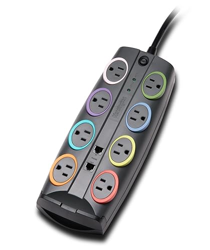 Kensington 62690 SmartSockets Standard Adapter 8-Outlet Color-Coded Power Strip and Surge Protector Standard (2490 Joules)