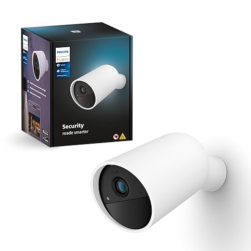 Philips Hue Secure Battery-Powered Smart Home Security Camera, White - 1 Pack - 1080P HD Video - Night Vision - Motion Detection - Two-Way Talk - Indoor/Outdoor - Weatherproof - Works with Hue App
