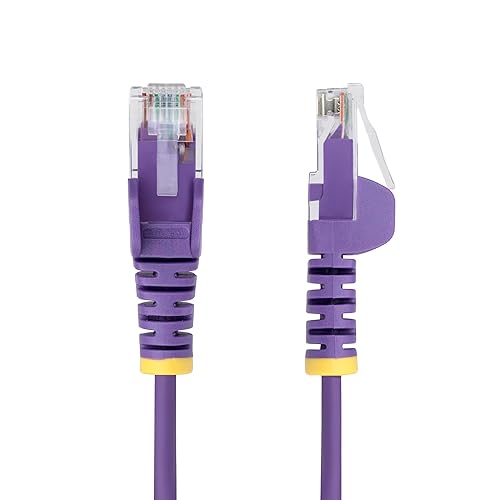 StarTech.com 4ft Purple Slim CAT6 Ethernet Cable, Snagless RJ45, LSZH, 28AWG Pure Bare Copper, Slim Network Patch Cable/Cord