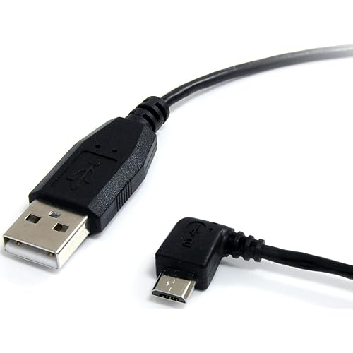 StarTech.com 1 ft. (0.3 m) USB to Micro USB Cable - USB 2.0 A to Left Angle Micro B - Black - Micro USB Cable (UUSBHAUB1LA) Left Angle 1 ft/0.3 m