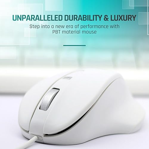 Matias Premium Wired USB-C PBT Computer Mouse - High Precision, Ergonomic Design - Left Right Hand Use - Home and Office Use - Compatible for PC, MacBook, Chromebook, Laptop, Desktop - (White)