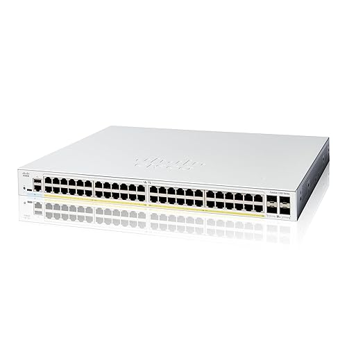 Cisco Catalyst 1200-48P-4G Smart Switch, 48 Port GE, PoE, 4x1GE SFP, Limited Lifetime Protection (C1200-48P-4G)