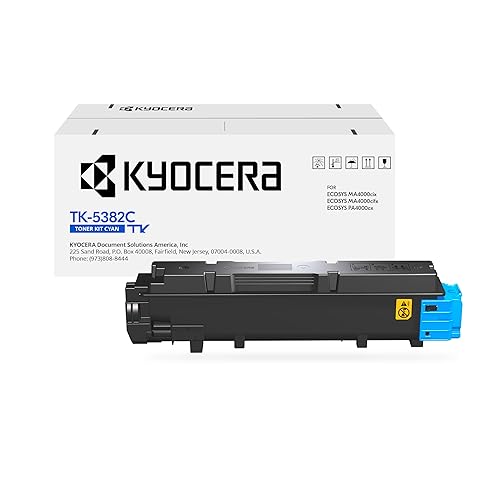KYOCERA Genuine TK-5382C Model Cyan Toner Cartridge, Works ECOSYS MA4000cifx / MA4000cix / PA4000cx Model Laser Printers (1T02Z0CUS0)