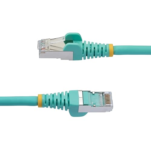 StarTech.com 6in CAT6a Ethernet Cable - Low Smoke Zero Halogen (LSZH) - 10 Gigabit 500MHz 100W PoE RJ45 S/FTP Aqua Network Patch Cord Snagless w/Strain Relief (NLAQ-6IN-CAT6A-PATCH)